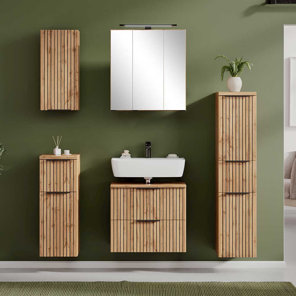 Möbelset fürs Badezimmer modern - Crystoga (fünfteilig)