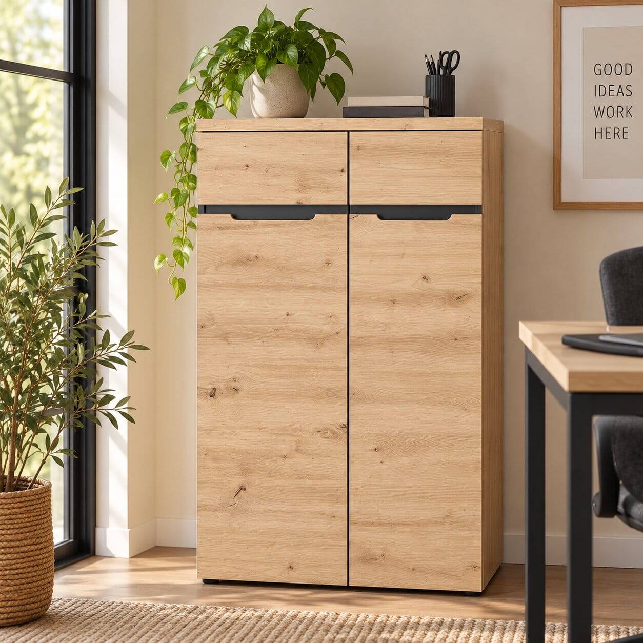 122 cm hoher Aktenschrank mit zwei Türen - Kuetra