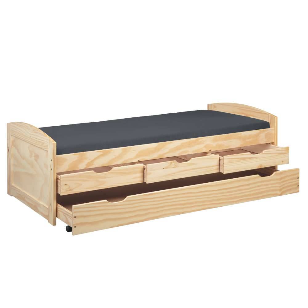 90x200 Bett mit Ausziehbett & Schubladen - Alejandro