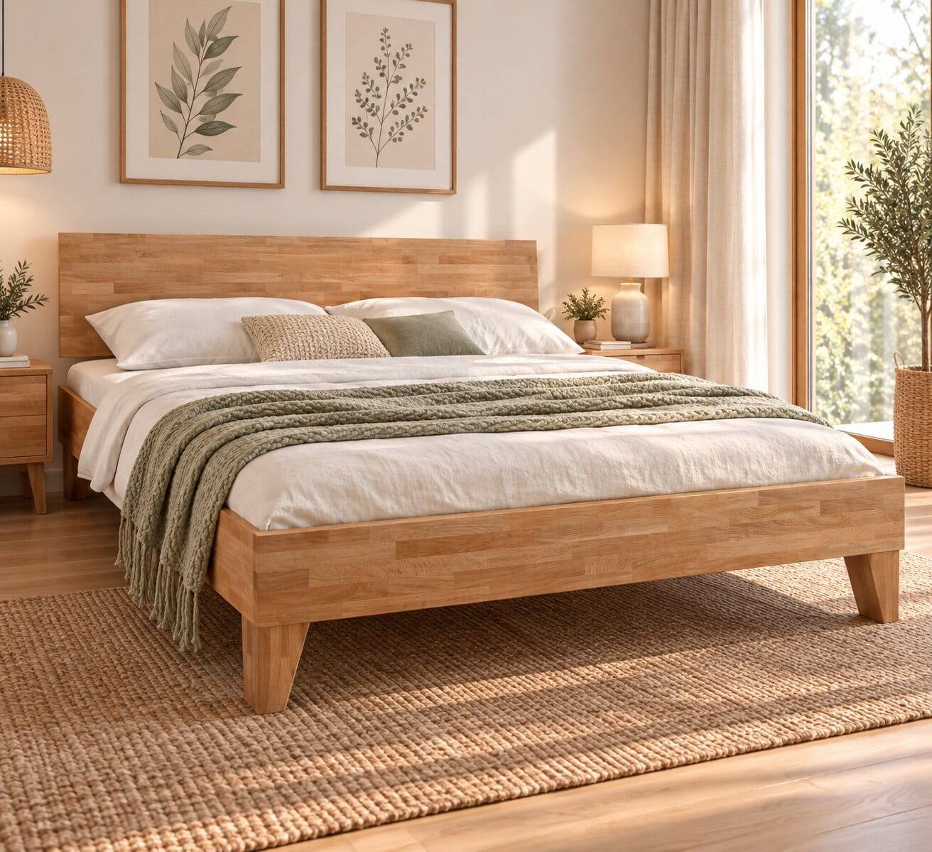 Natürliches Holzbett Jessen z.B. als Einzelbett
