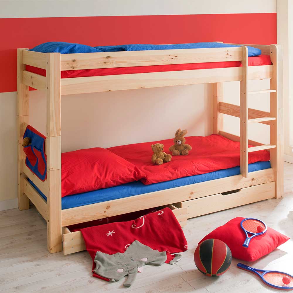 Massivholz Etagenbett mit zwei Bettkästen - Piave