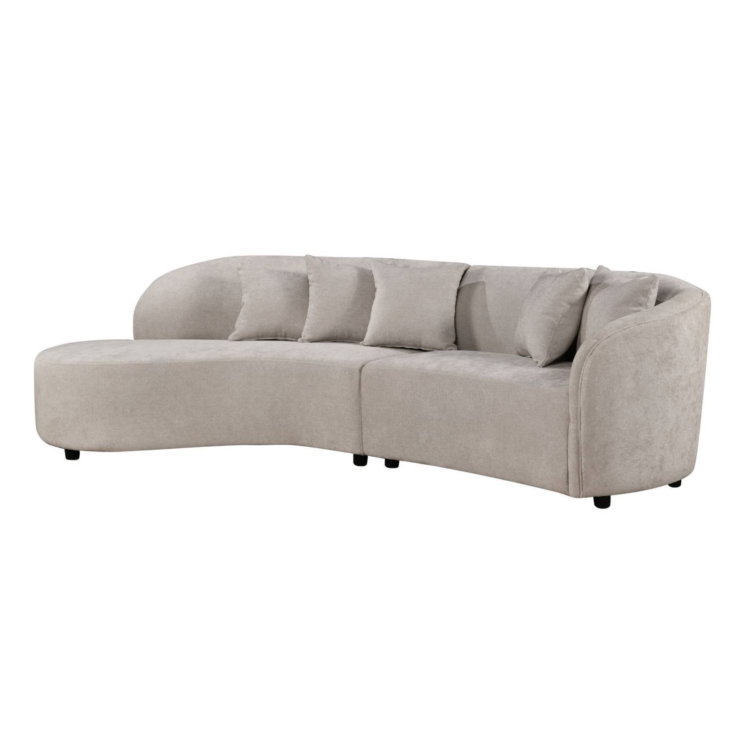 Modernes geschwungenes Sofa mit Recamiere links in hellem Beige f r das Wohnzimmer Janyna