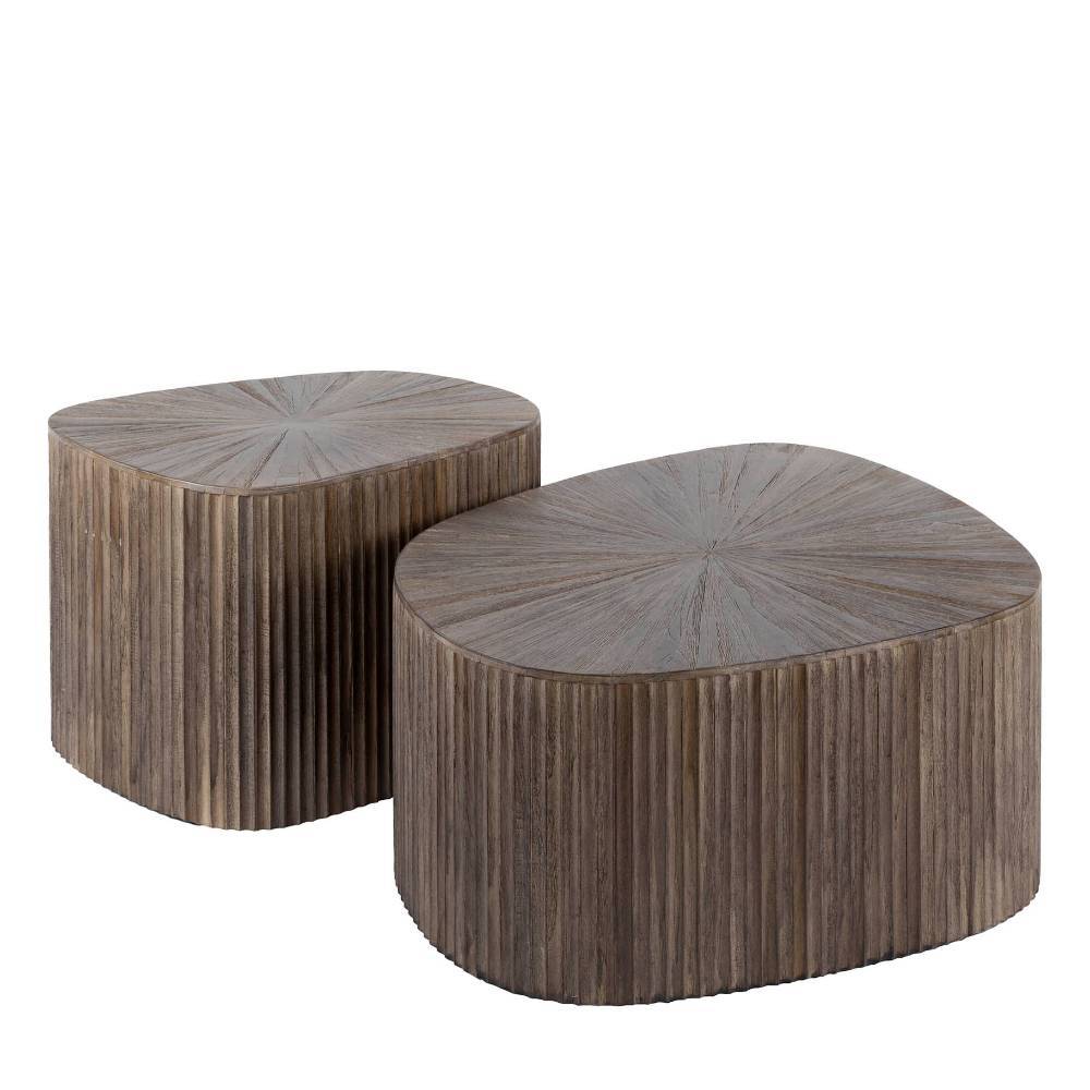 Wohnzimmertisch-Duo aus dunkelbraunem Teak - Acacios (zweiteilig)