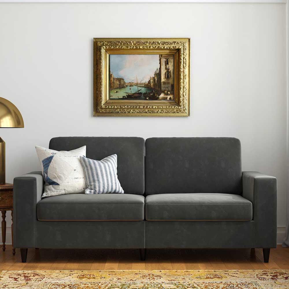Dreisitzer Couch in Grau Samt - Hippa