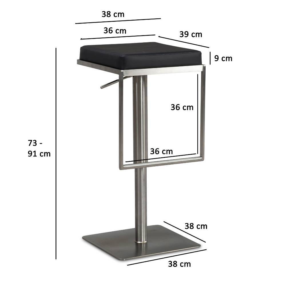 Design Barhocker in Schwarz und Silber - Hallein
