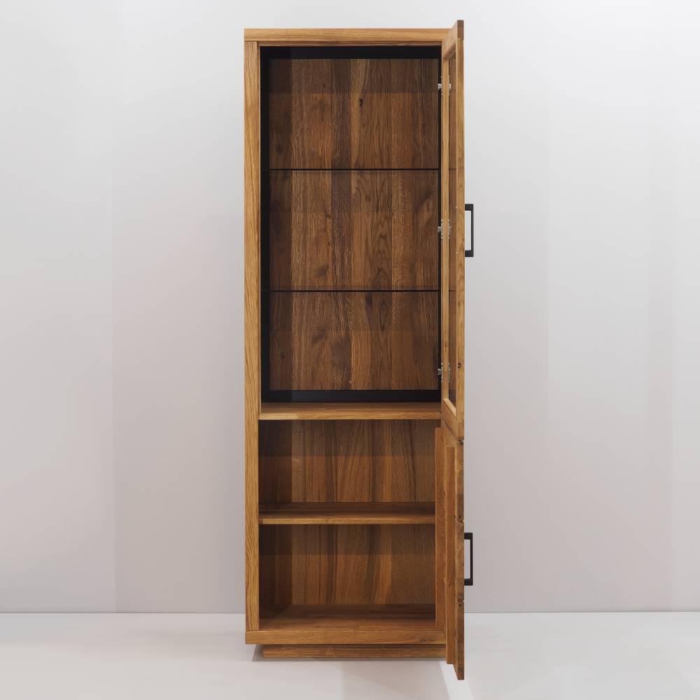 Vitrinenschrank aus Eiche Massivholz - Hugo