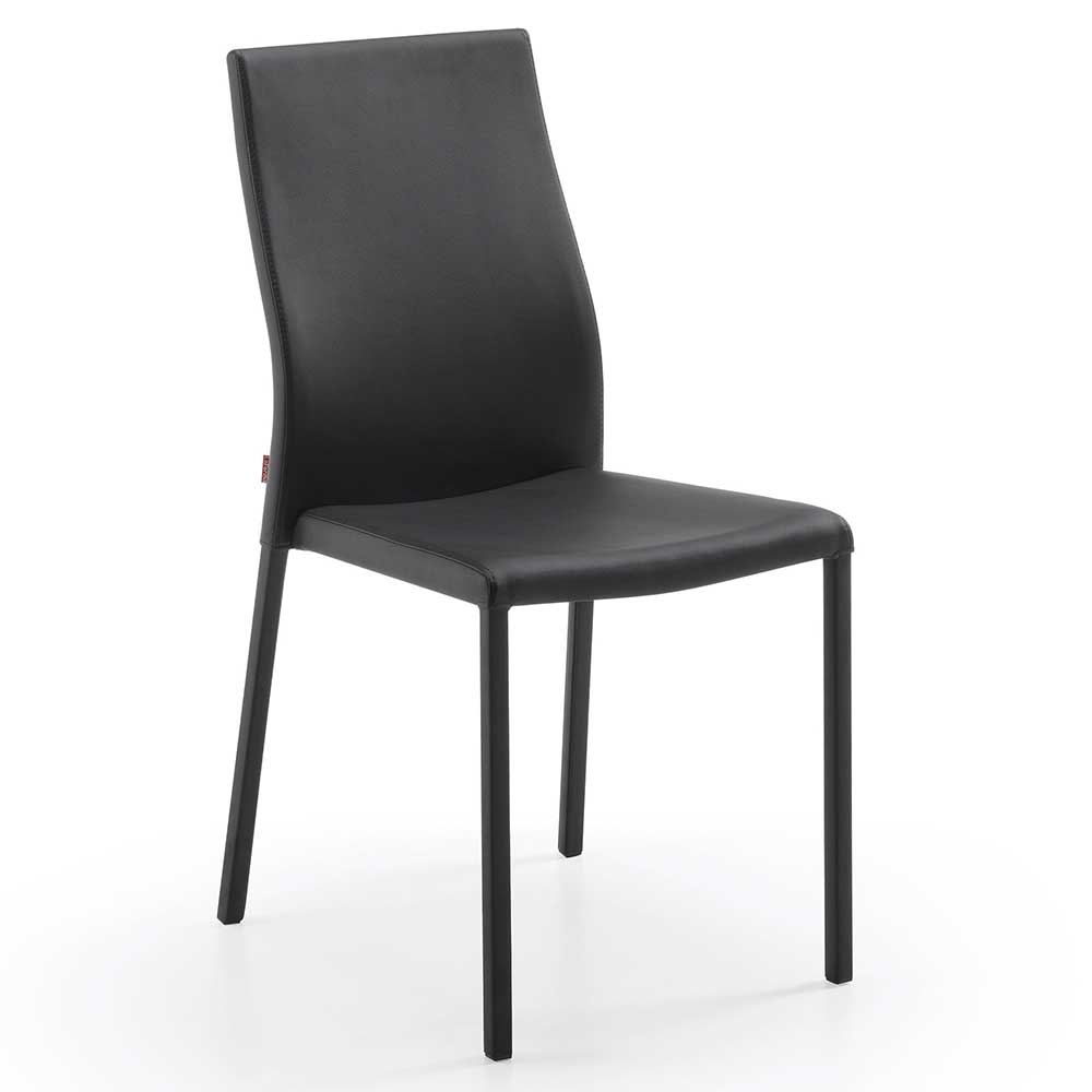 Schwarze Kunstleder Stühle Set - Travur (4er Set)