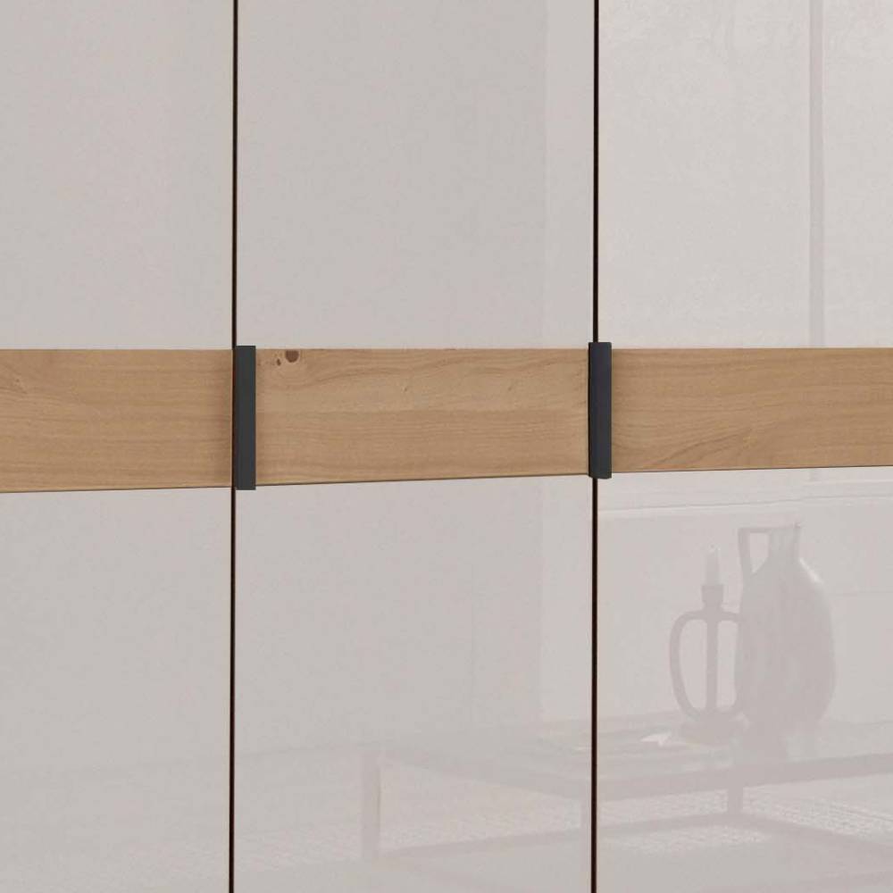 7-türiger Schlafzimmerschrank mit Glas in Weiß - Crucav