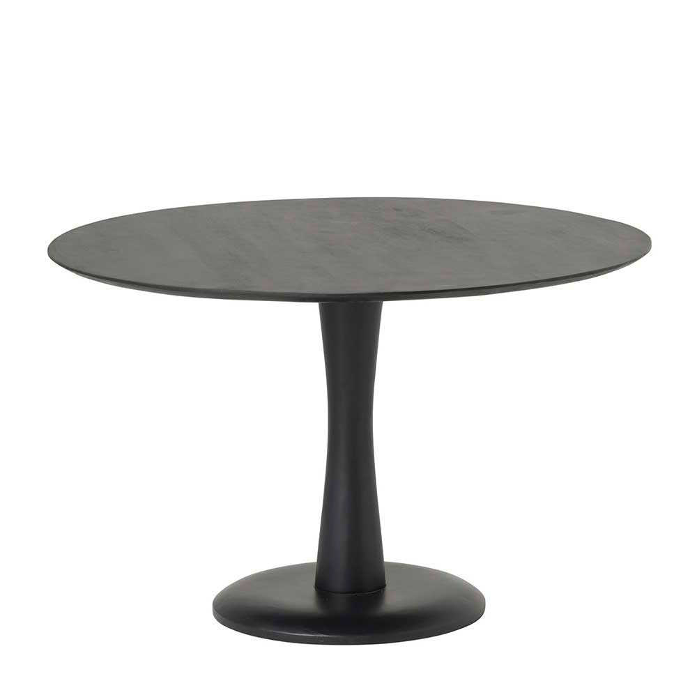 Schwarzer Säulentisch mit runder Tischplatte - Liss