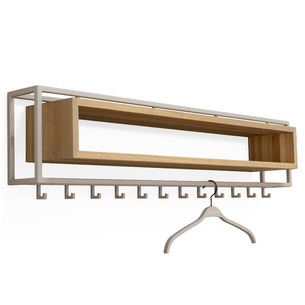 Design-Wandgarderobe in Taupe und Eiche Natur - Frosina