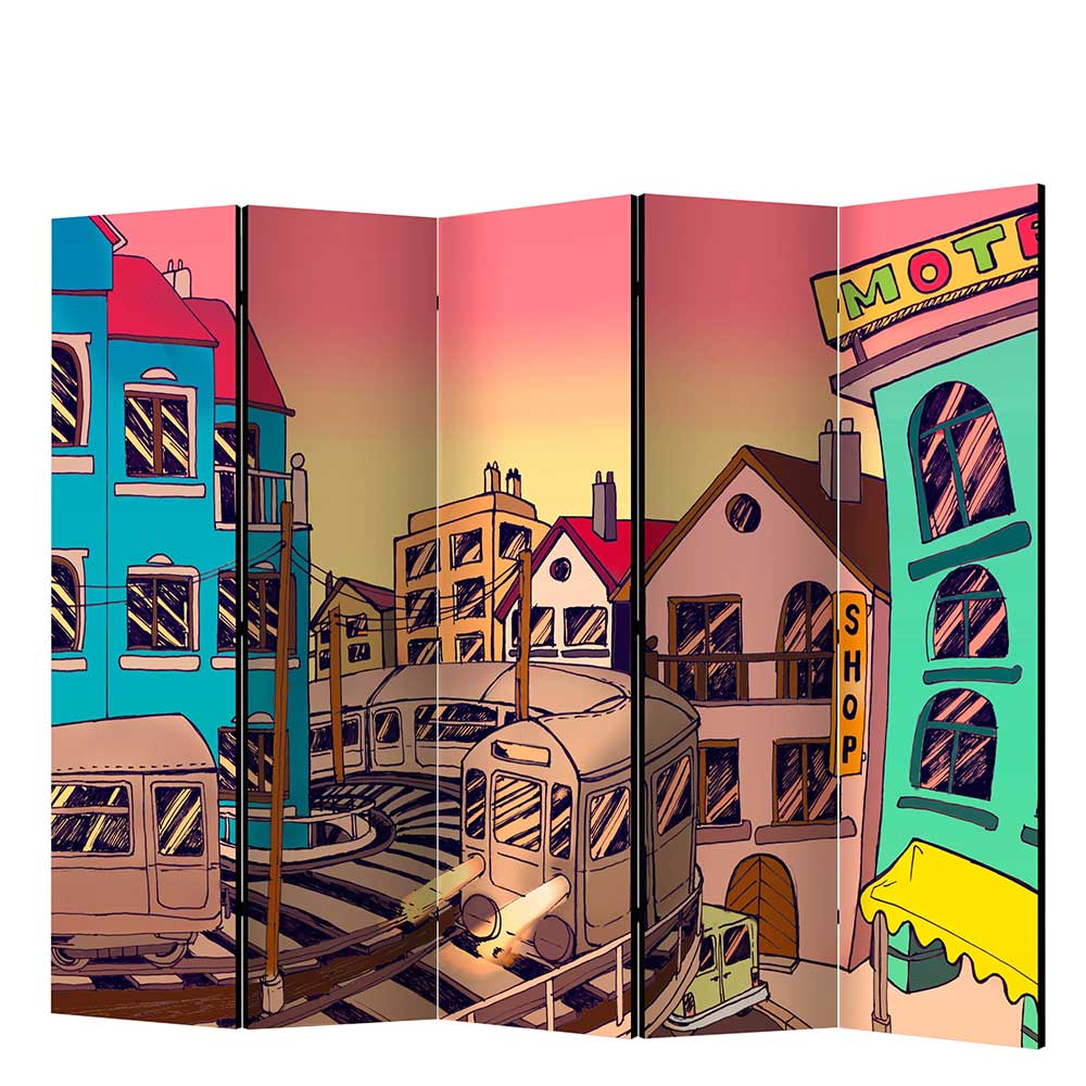 Comic Motiv Paravent mit Stadt Ansicht - Barna