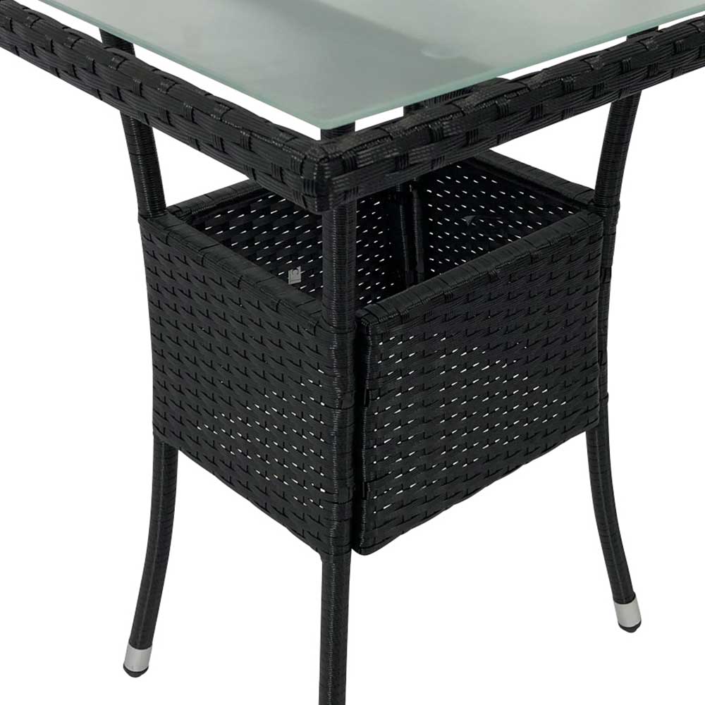 60x60 cm Polyrattan Tisch in Schwarz - Licara