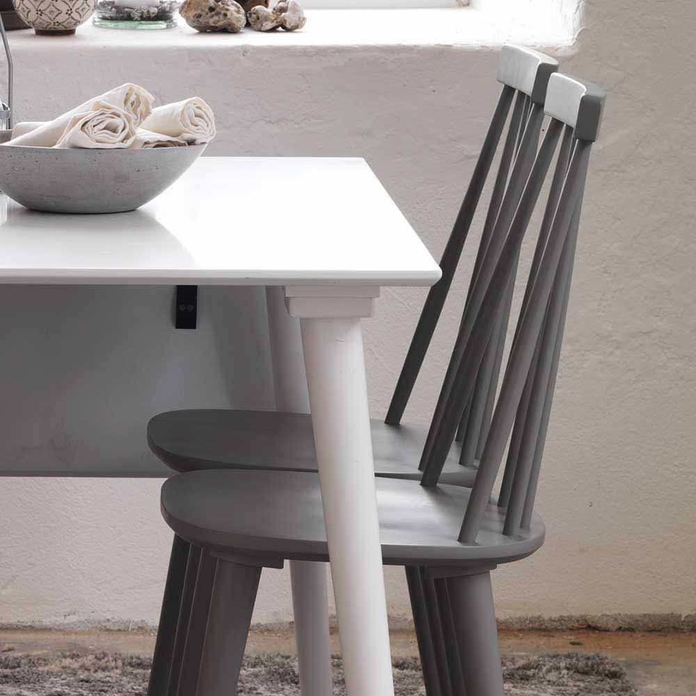 Weißer Esstisch & graue Stühle - Valtoma (fünfteilig)