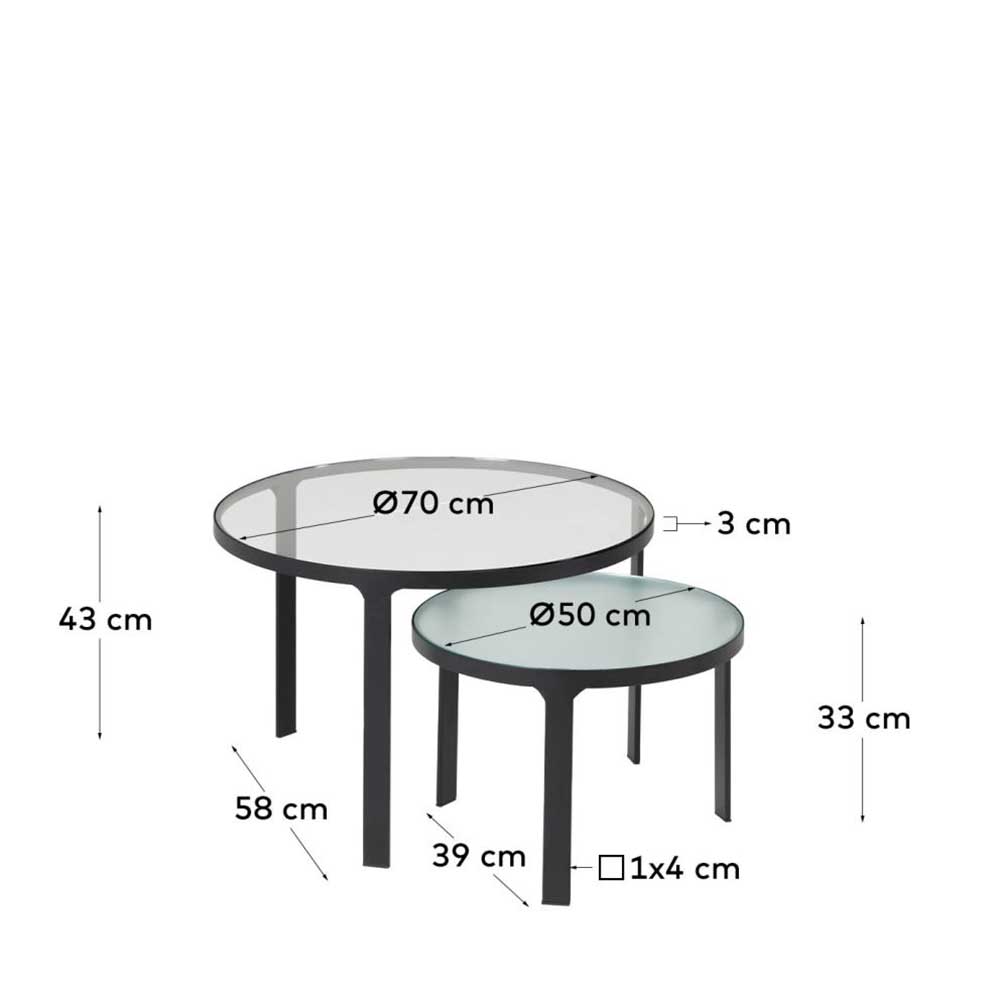 Zweisatz Glastisch fürs Wohnzimmer - Cavio (zweiteilig)