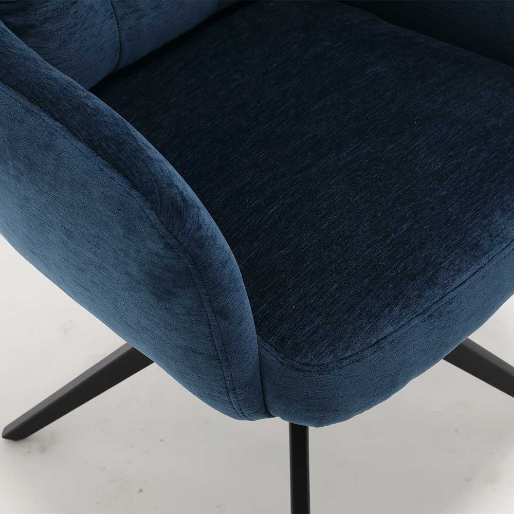 Chenille Drehsessel in Blau - Luanu (2er Set)