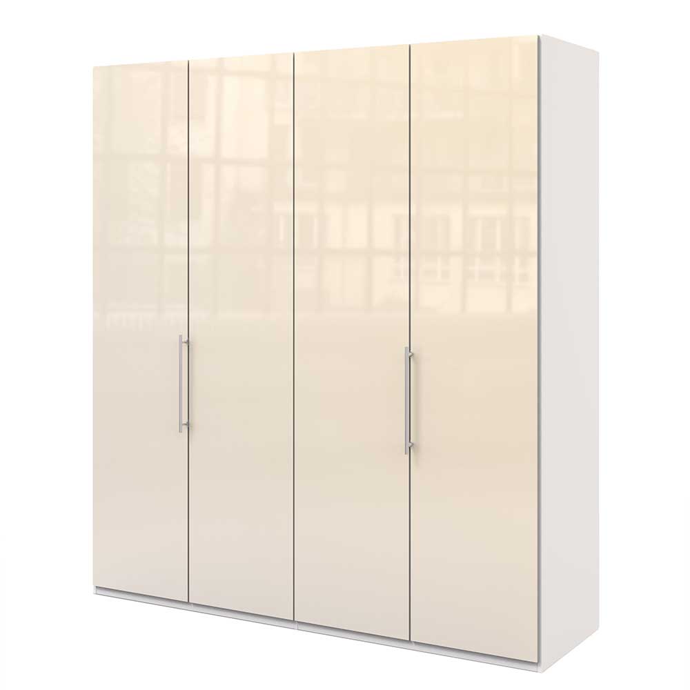 Großer Gleittüren Kleiderschrank in Creme Glasbeschichtung - Zidarie