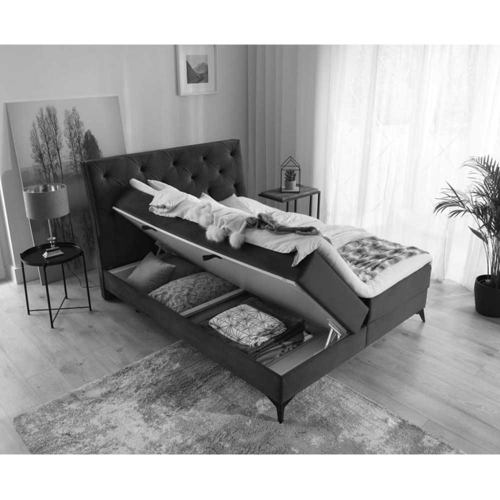 Chesterfield Stoffbett in Hellrosa - Askola