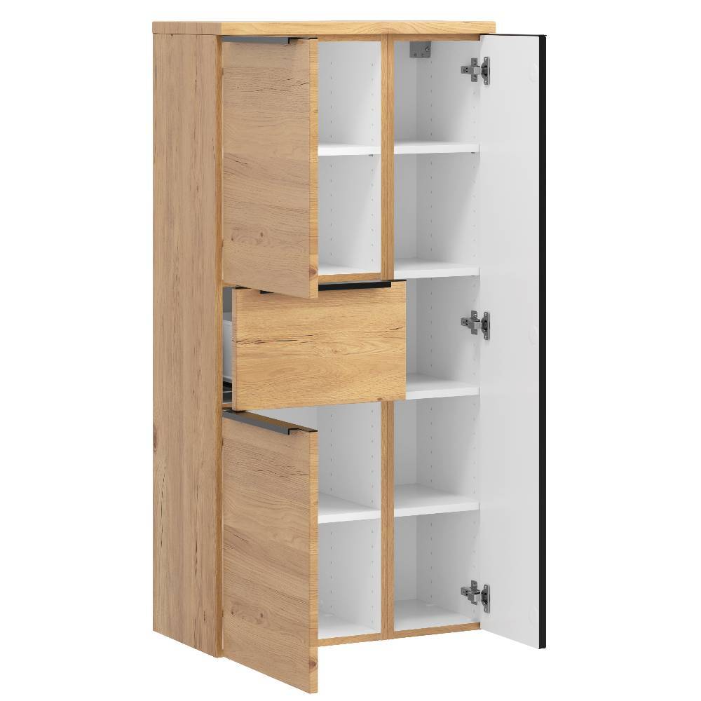 Badezimmer Midischrank in Mattschwarz - Ireen