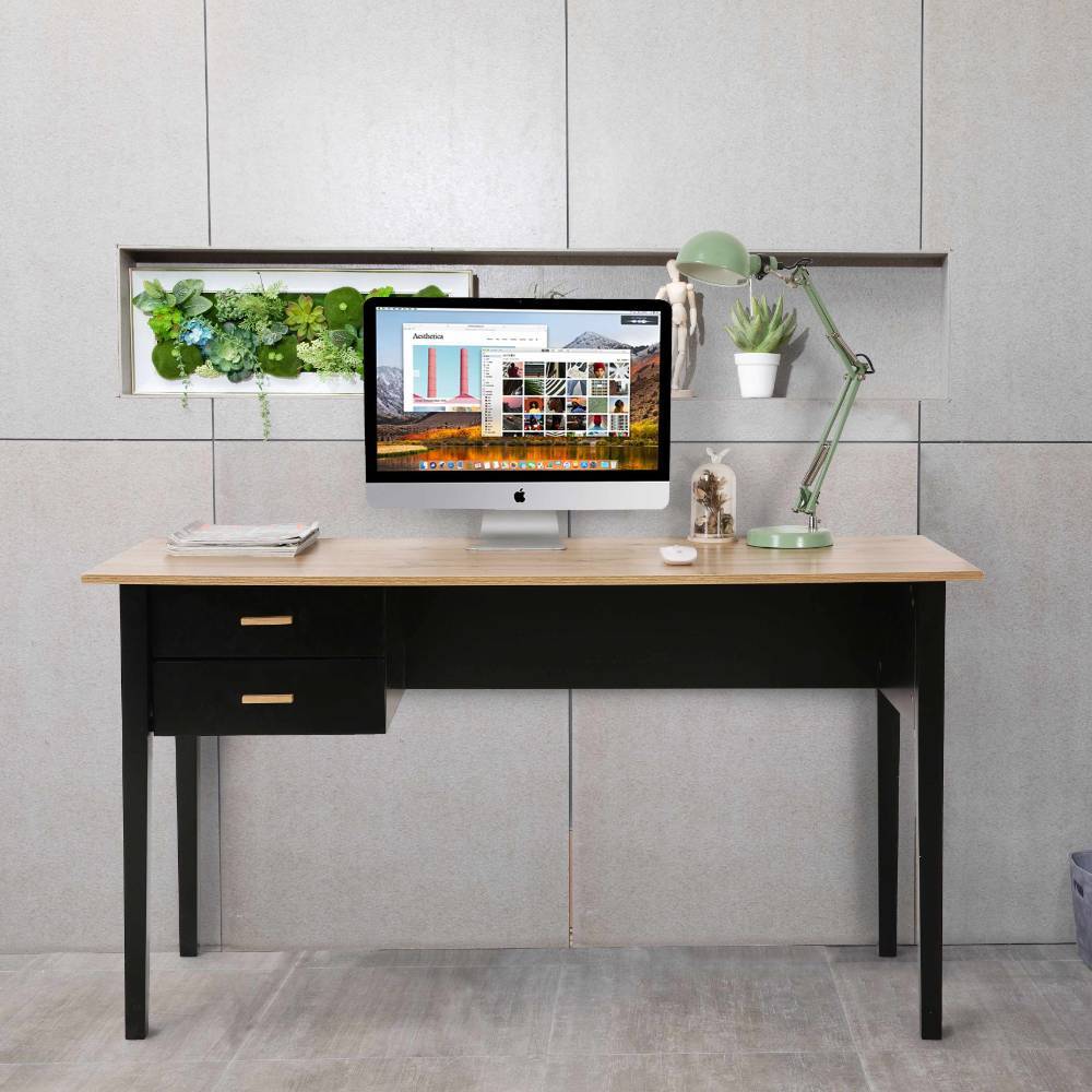 Schreibtisch in Holzoptik Natur und Mattschwarz - Progressive