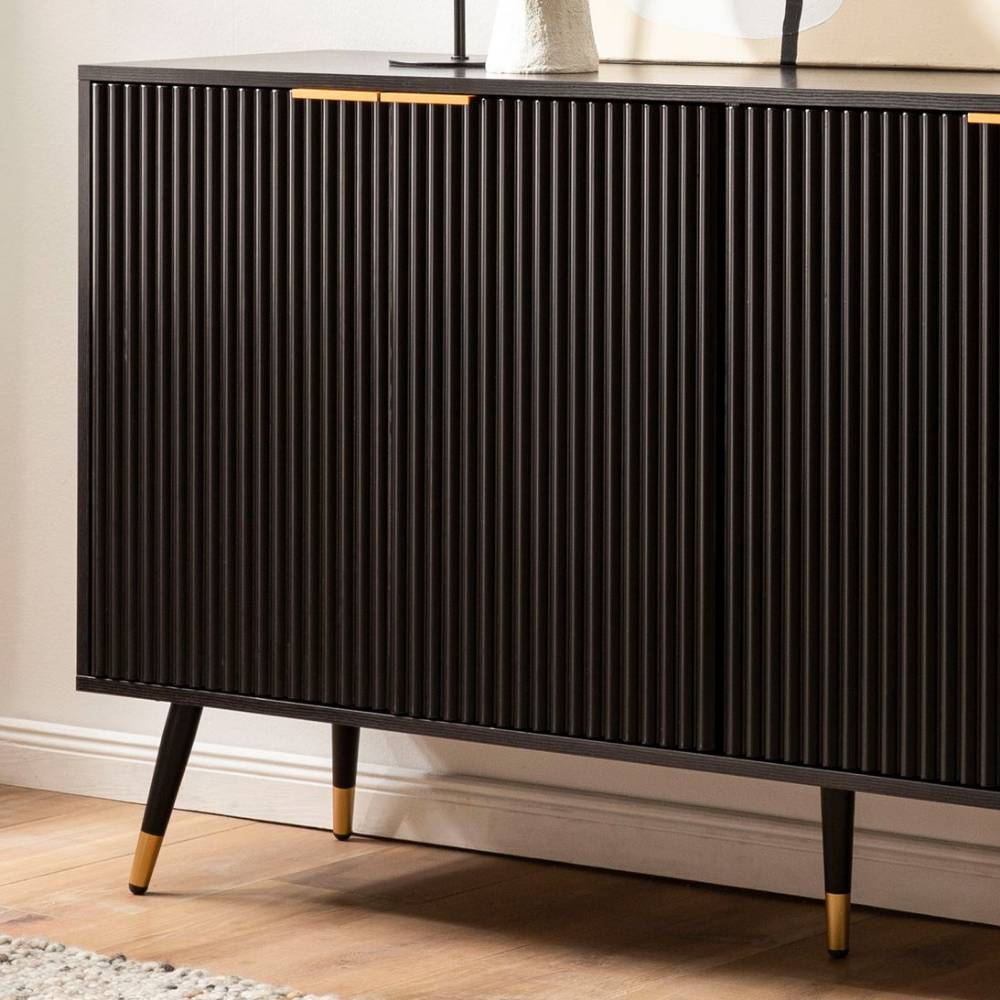 4-türiges Sideboard in Schwarz und Gold - Vacca