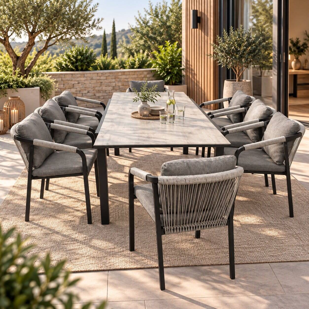 Outdoor-Tischsessl und Tisch Set - Jennassa (neunteilig)