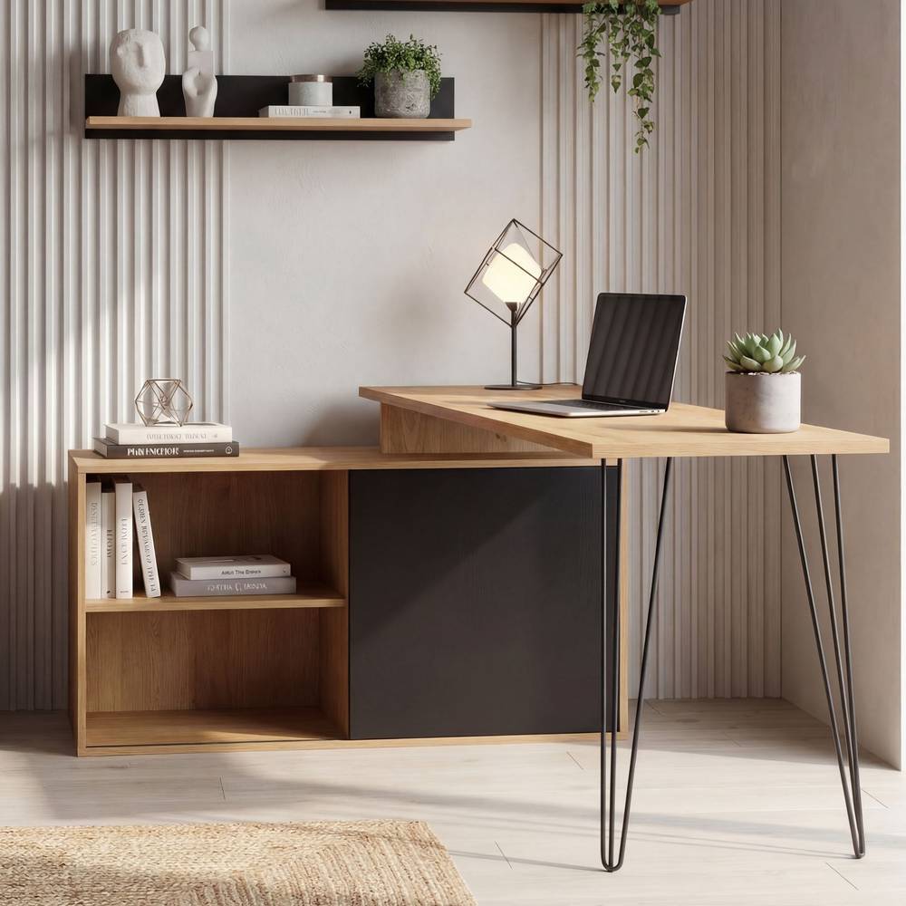 Home Office Schreibtisch mit Seitenregal - Fane