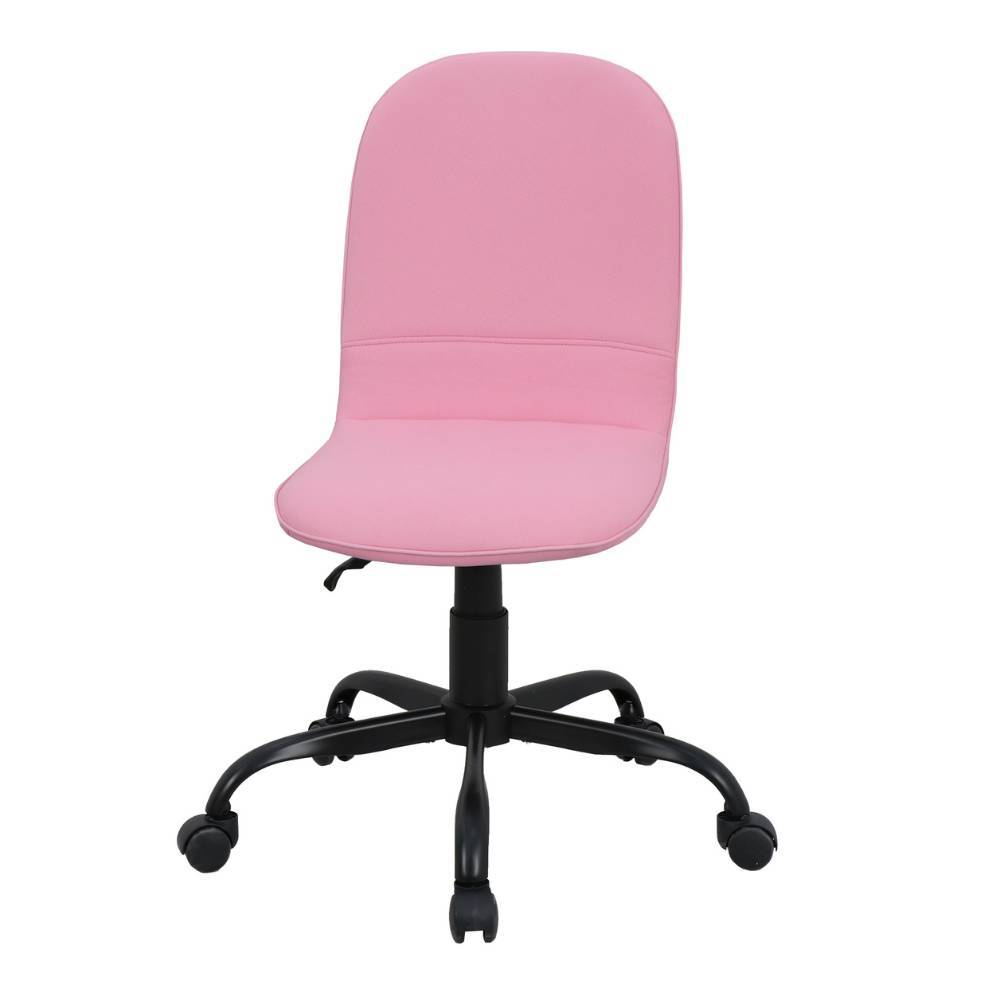 Rosa Kinder-Drehstuhl aus Webstoff mit schwarzem Rollenfuß für das Jugendzimmer – Galatea