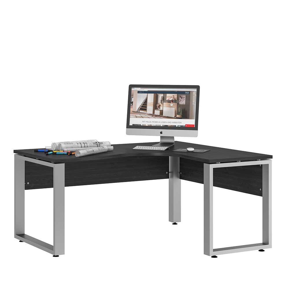 Computertisch über Eck in Eiche Grau - Xena