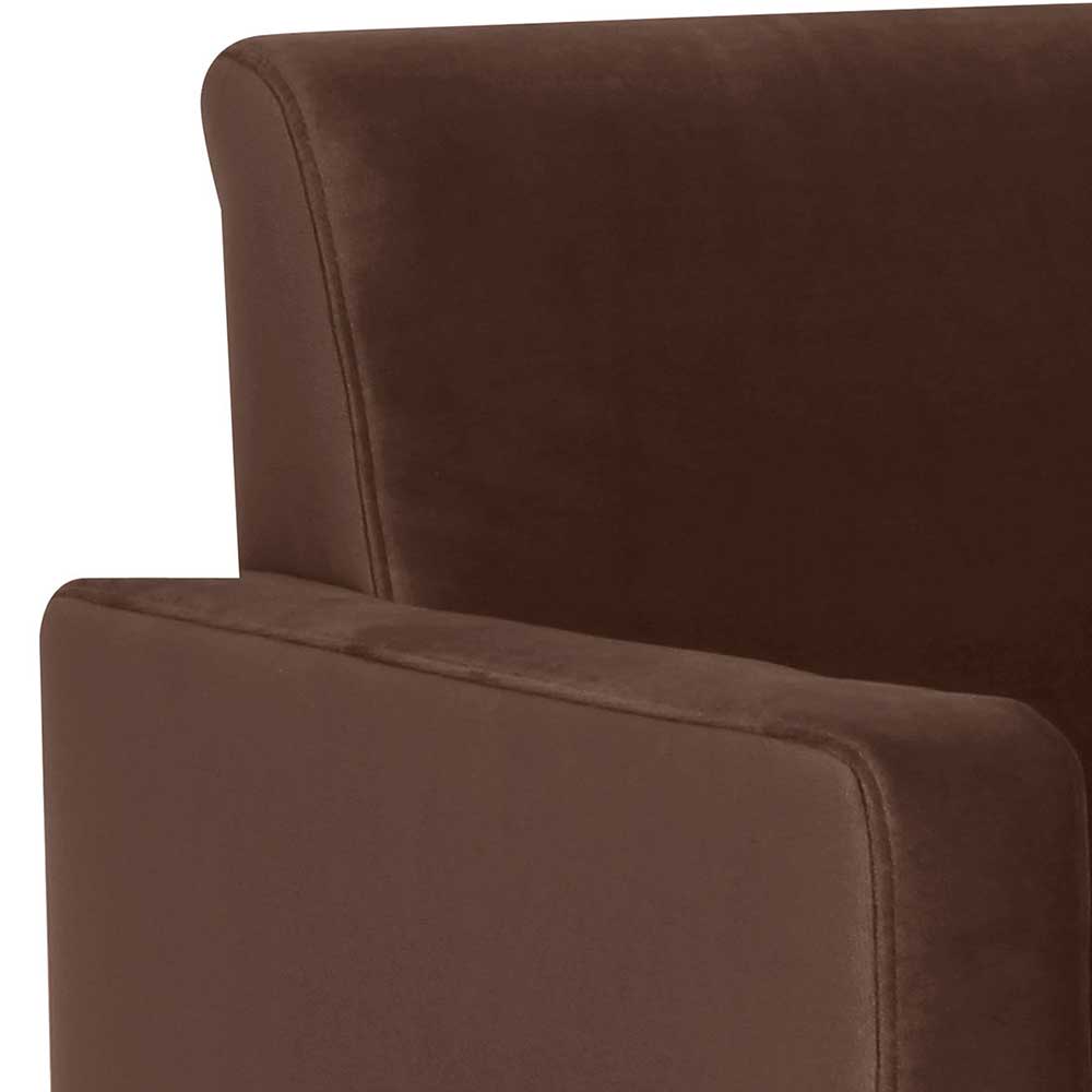 Samtvelours Stoffsessel in Braun - Enroya