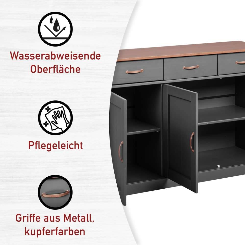 131x86x45 Landhaus Anrichte in Grau & Braun - Nepplan