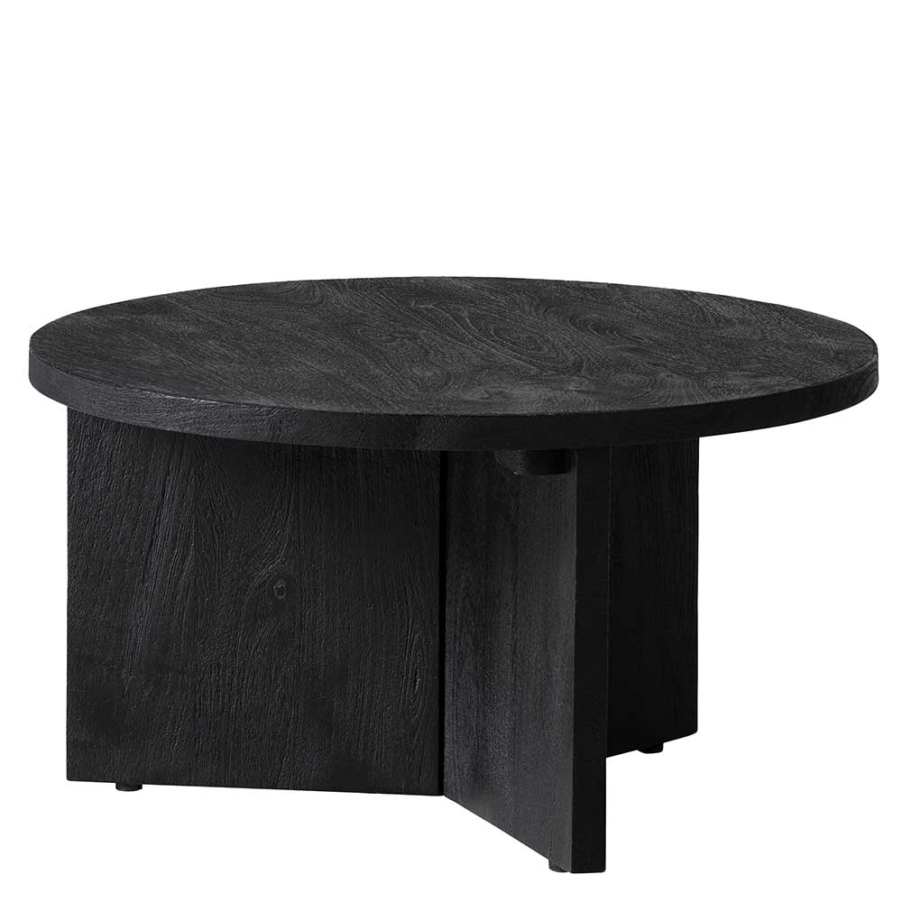 Runder Holz-Couchtisch in Schwarz - Dicampo