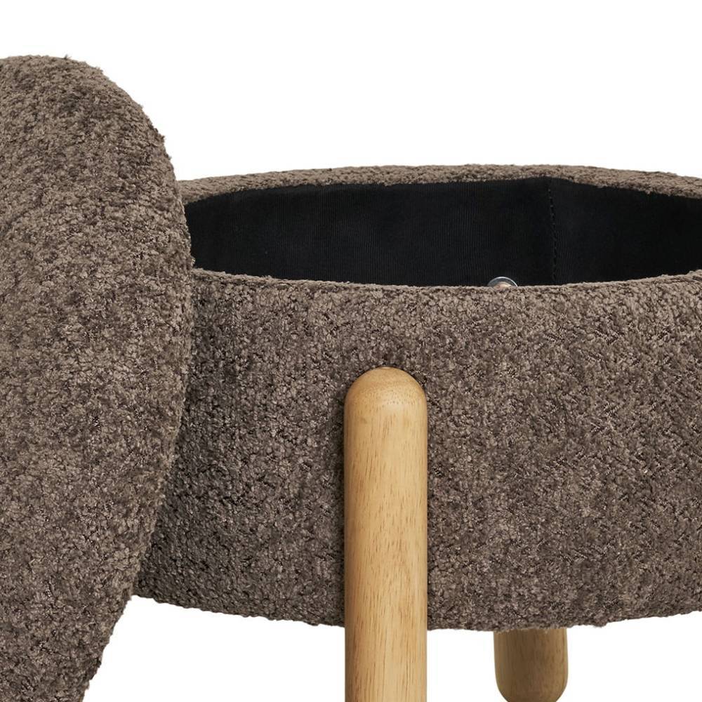 Polsterhocker mit Truhe in Braun Boucle - Pasterra
