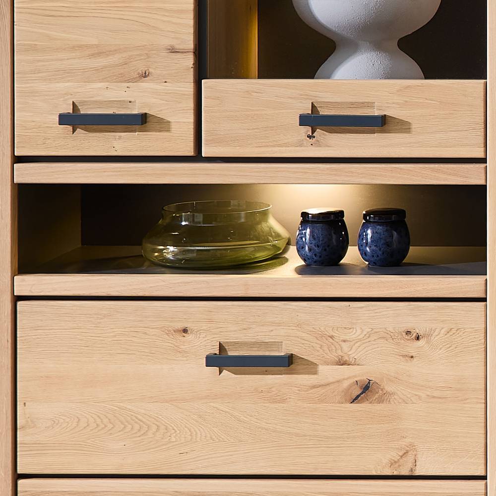 Vitrinenschrank in Wildeiche teilmassiv - Maineka