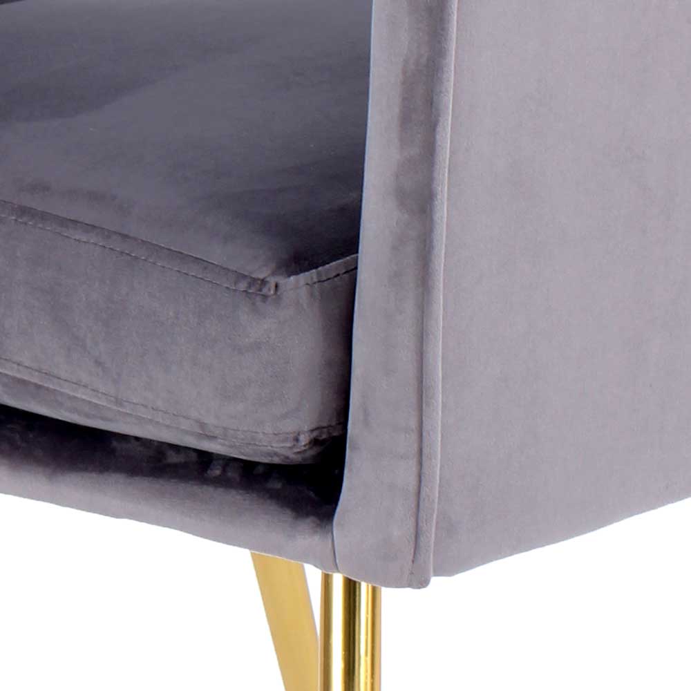 Extravaganter Samt Tischsessel in Grau & Gold - Ilfred