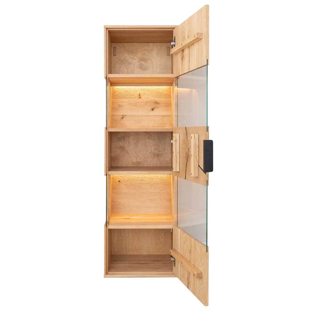 Eichenholz Hängevitrine mit Hirnholz Applikation - Deruta