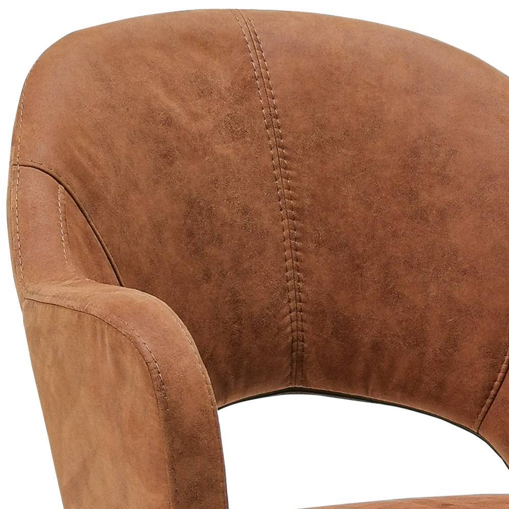 Cognac brauner Tischsessel mit gepolsterten Armlehnen und Rückenlehne aus Kunstleder – Maroko