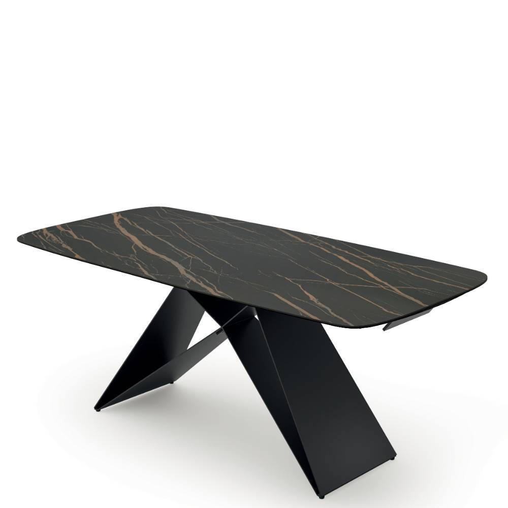 Design-Kulissentisch in Schwarz Braun Marmoroptik - Dirava