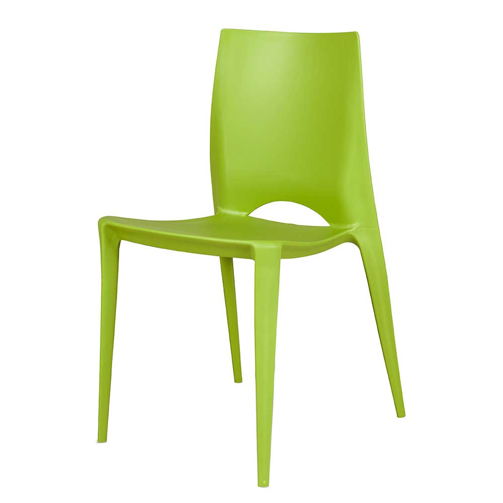 Stapelstuhl Küchenstuhl Esszimmerstuhl Stuhl stapelbar 4-er Set Stoff grün 