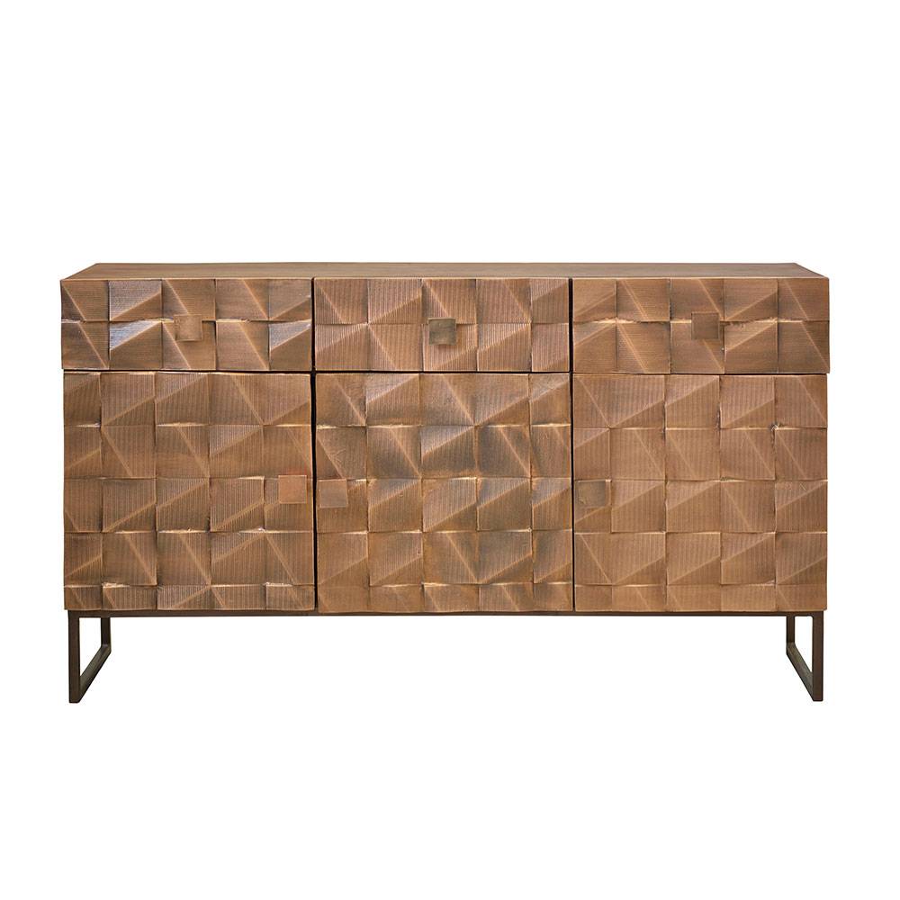 Design Sideboard in Bronze und Mango Natur - Bensez