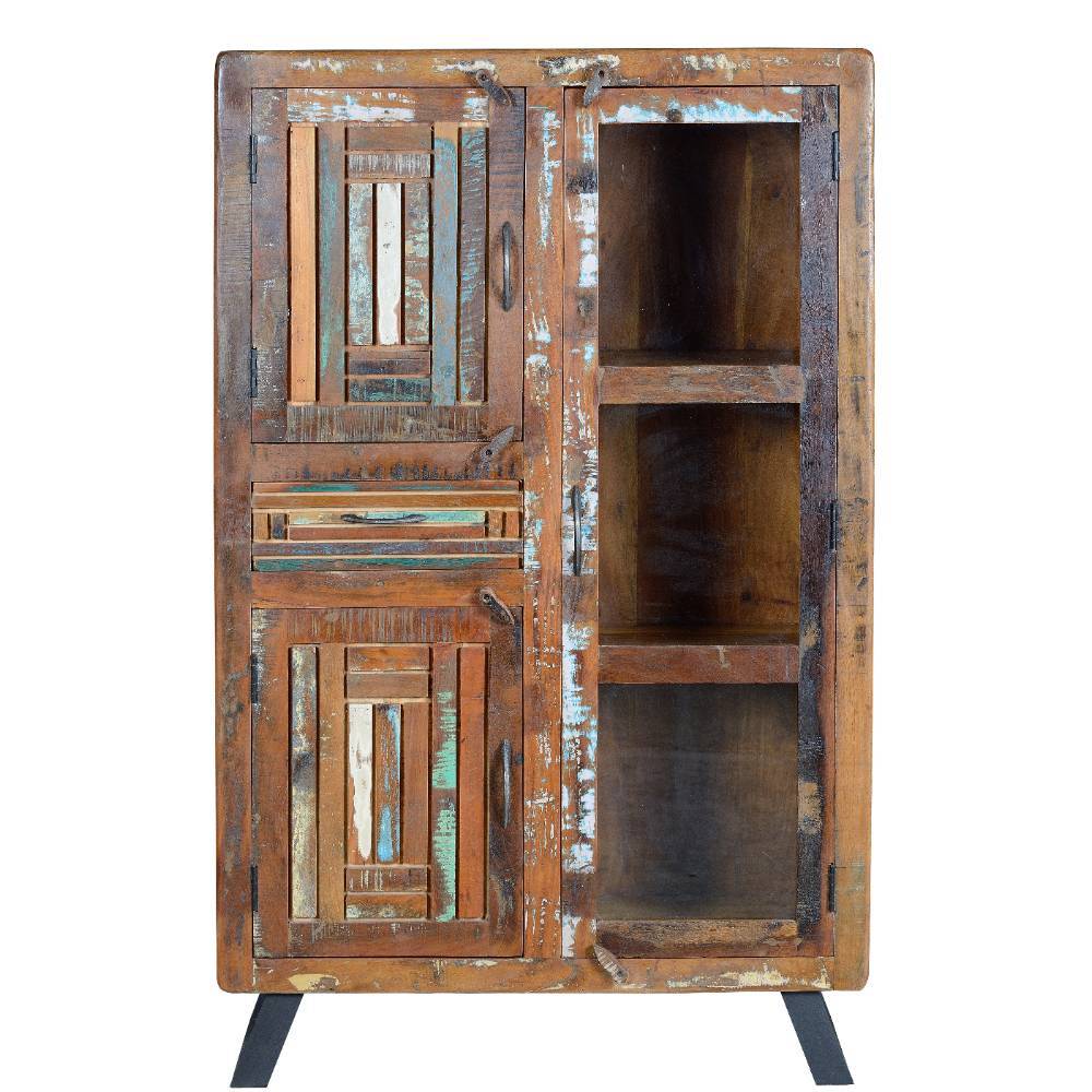 Shabby Chic Vitrinenschrank aus Recyclingholz - Tunar