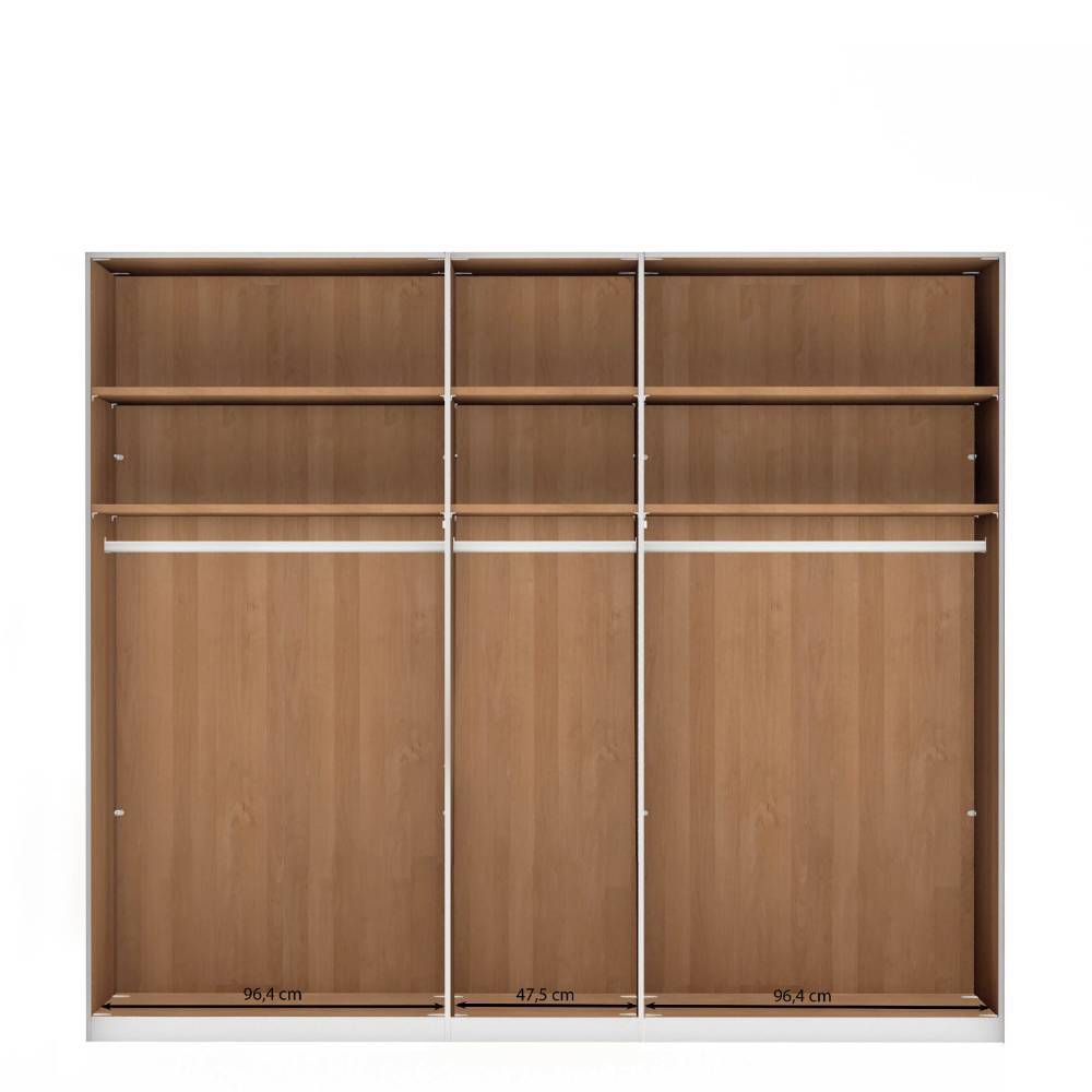 5-türiger Kleiderschrank mit Glas in Weiß - Crucav