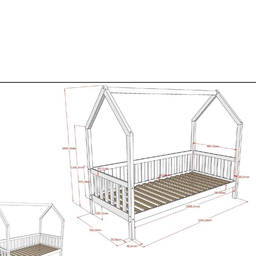 Hausbett aus Eichenholz mit detaillierten Ma 00dfen und Abmessungen f 00fcr die Planung 00e2 00ac 00ef 00b8 008f Melode