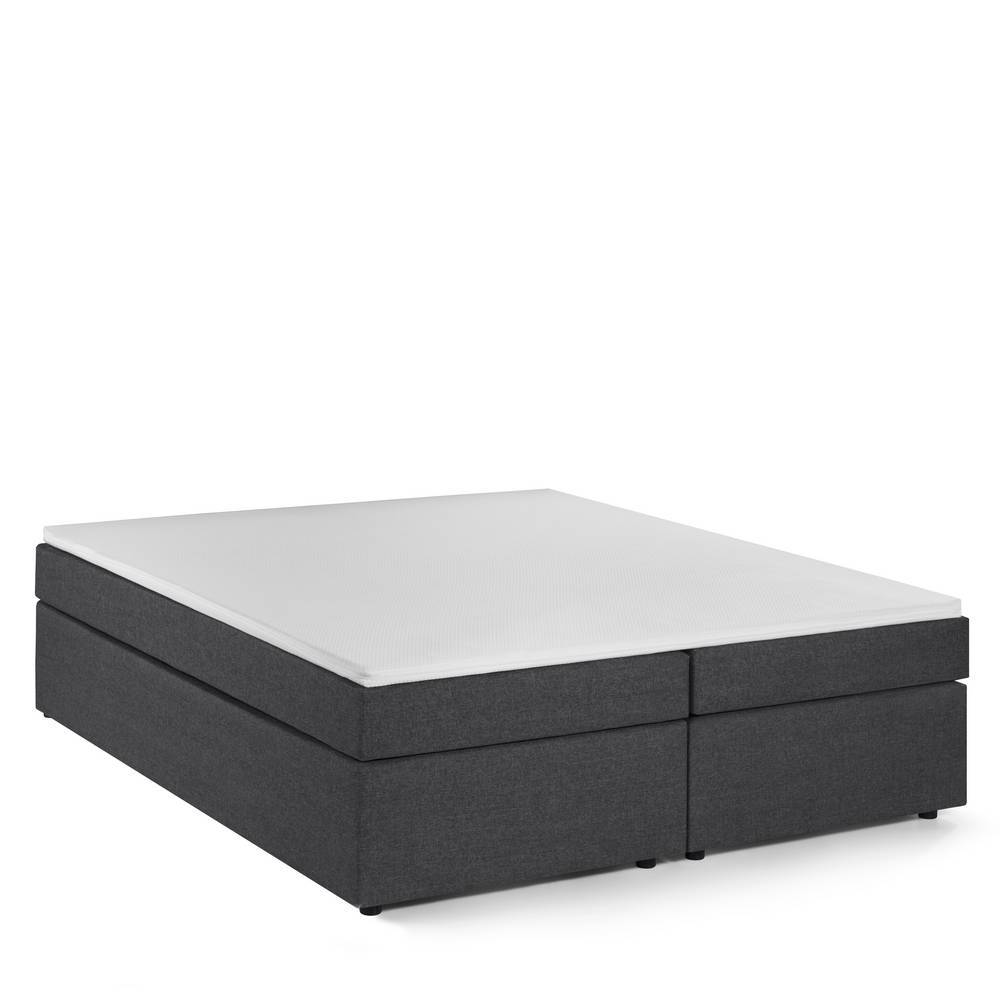 Boxspringbett in Dunkelgrau Webstoff - Cempino