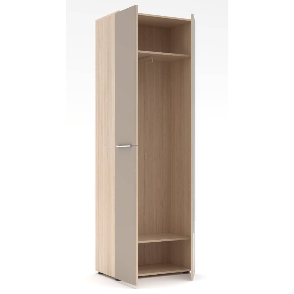 Garderobenschrank in Hellgrau und Eiche Holzoptik - Kildare