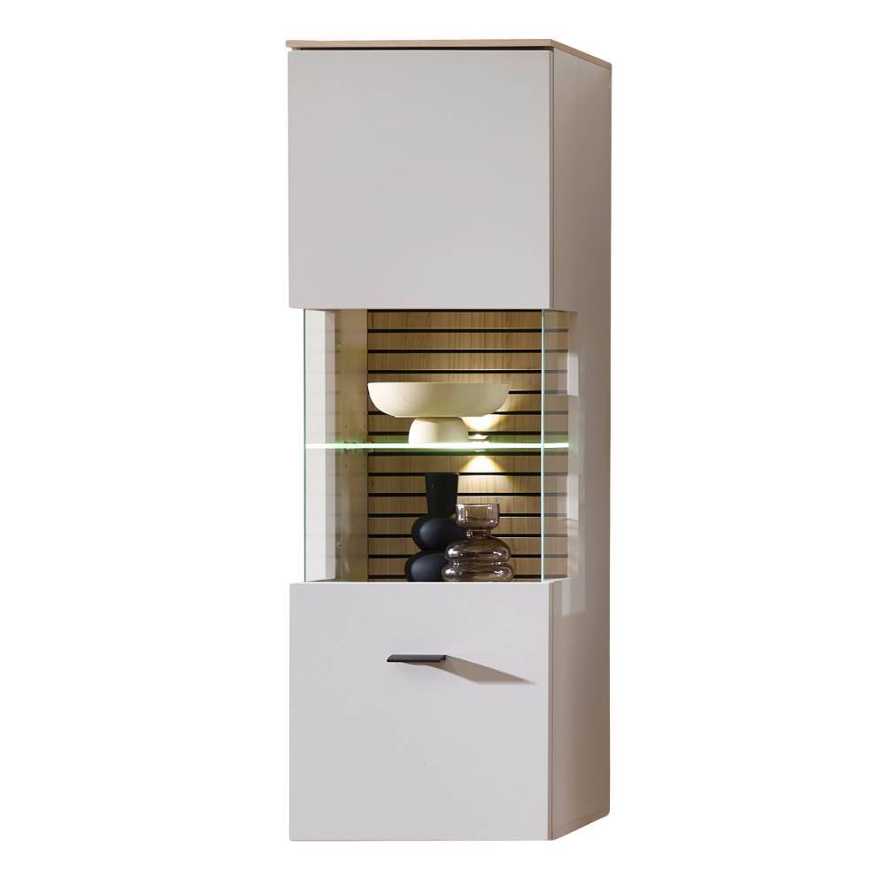 Hängevitrine in Hellgrau und Eiche Hell - Rovigo