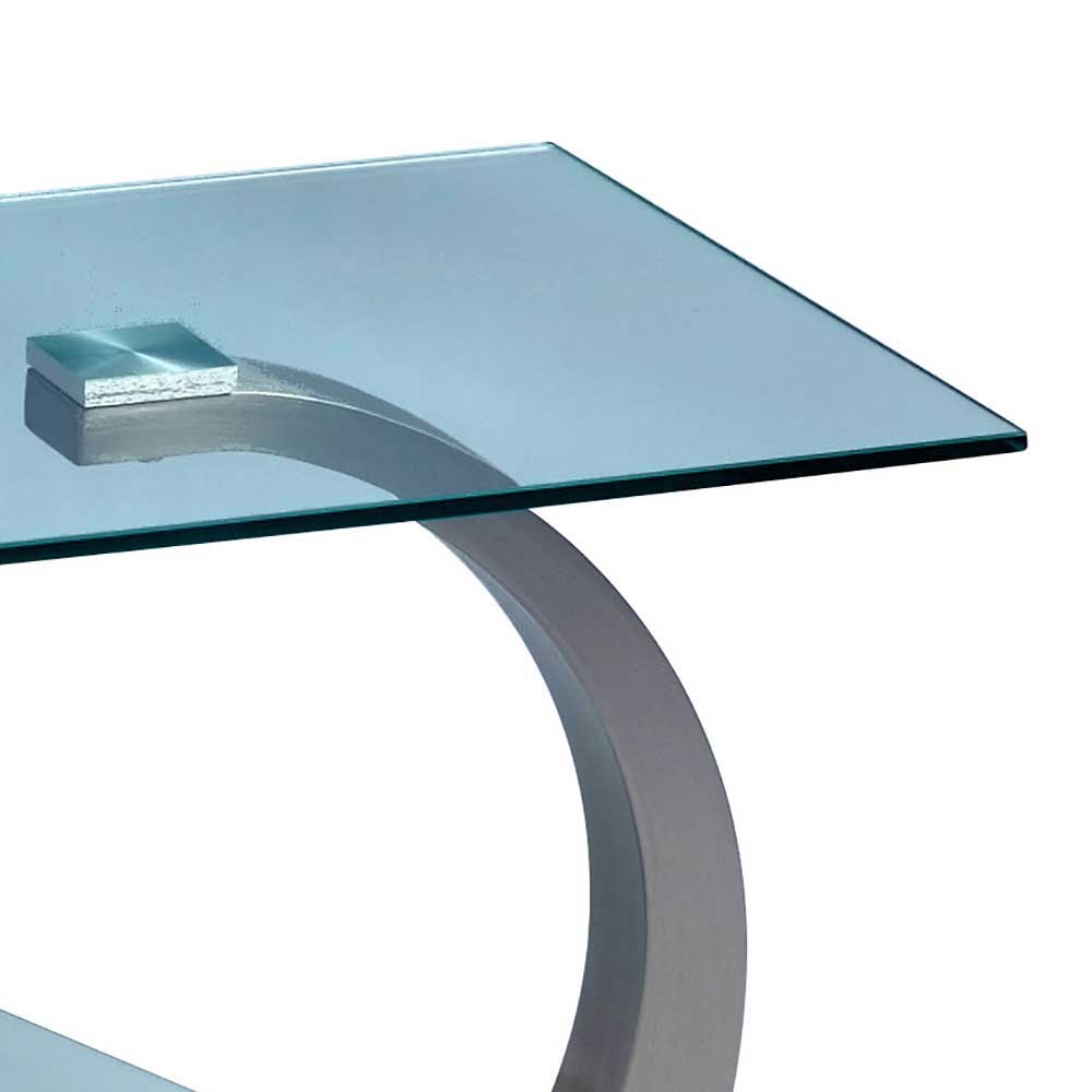 Kleiner Designtisch mit Glas Kairawan & Metall Edelstahloptik