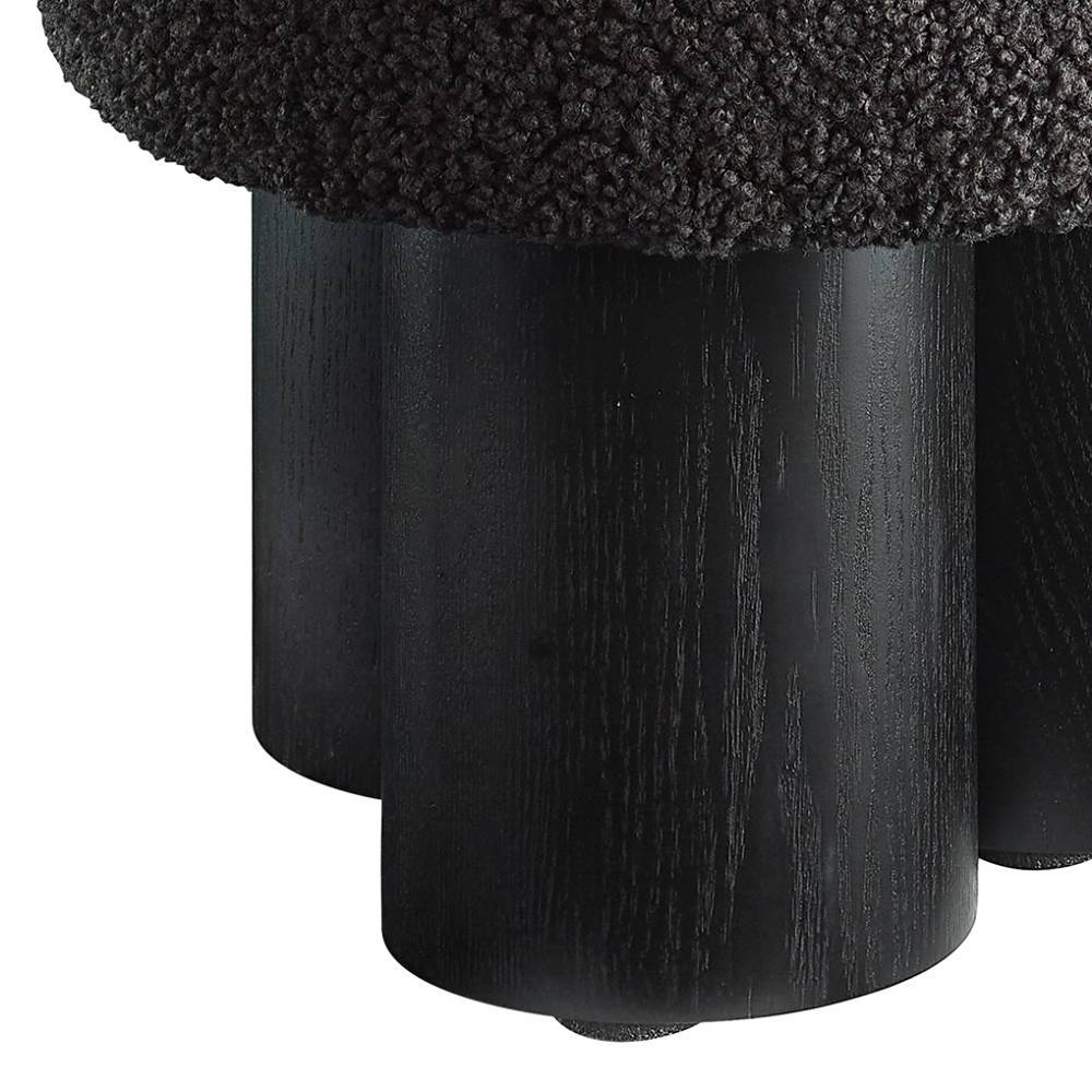 Schwarzer Plüsch-Hocker in rundem Design - Lancarosa