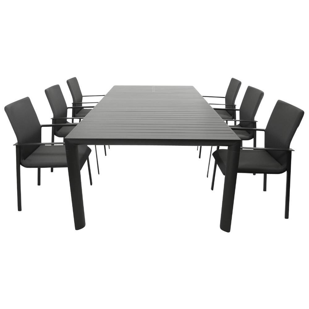 Garten-Essgruppe mit breitem Tisch - Enetta (siebenteilig)