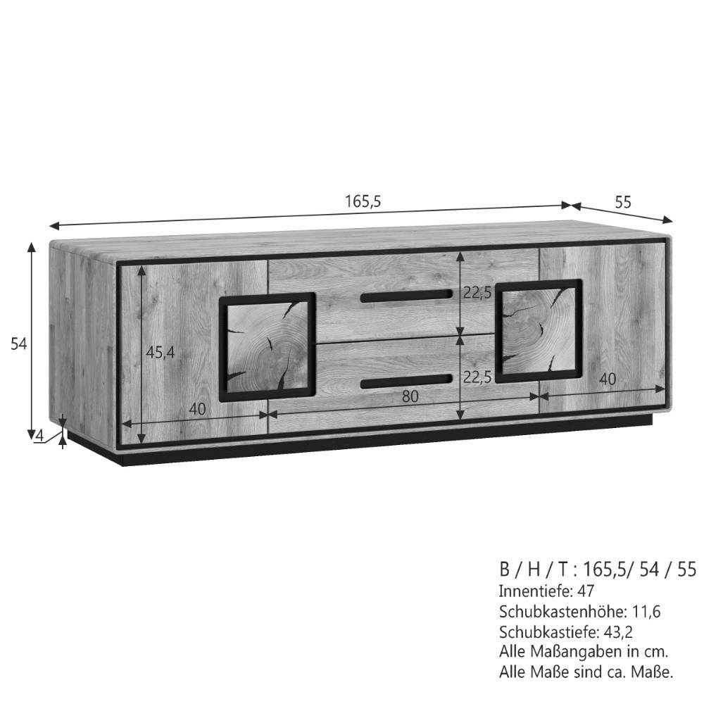 TV Lowboard mit Hirnholz Applikationen - Shipper