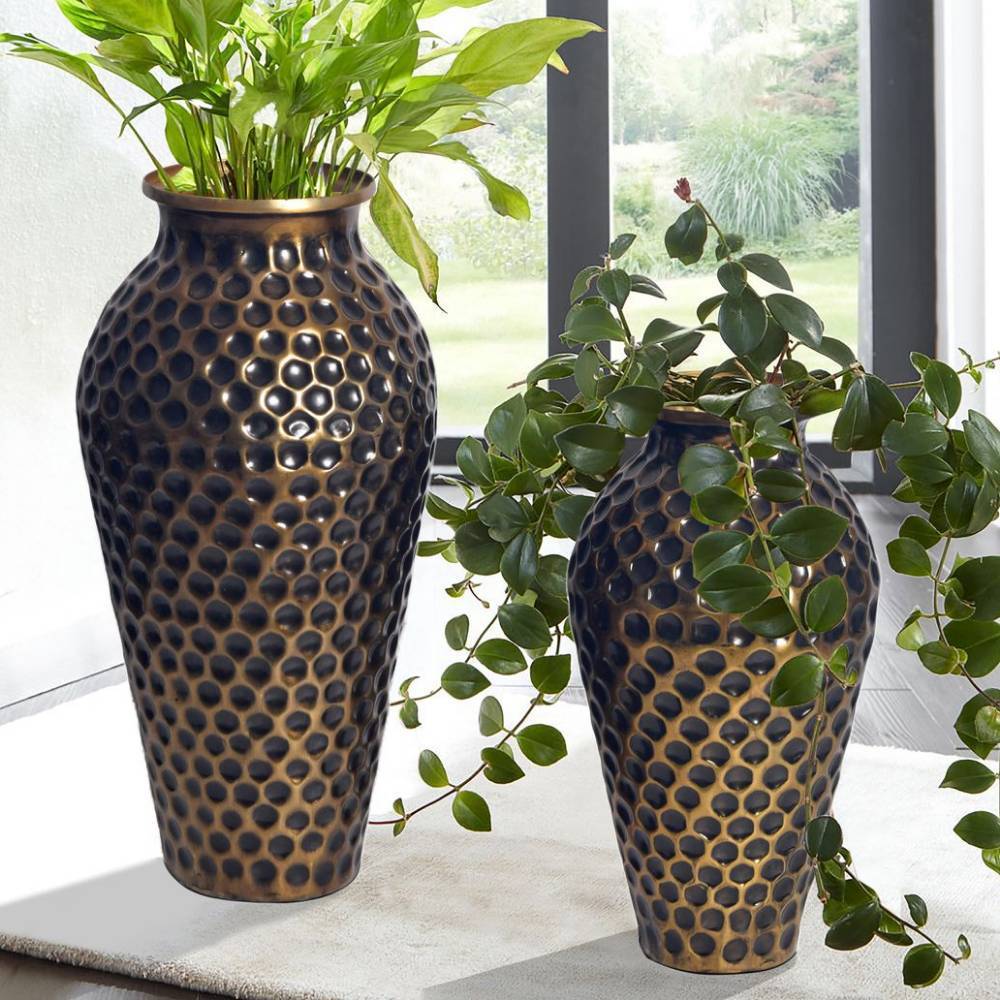 Blumenvasen Duo in Altgold - Lergavano (zweiteilig)